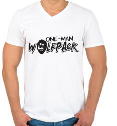 printfashion Egytagú farkasfalka - Férfi V-nyakú póló - Fehér (442729)