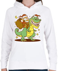 printfashion Télapó dínó háton - Női kapucnis pulóver - Fehér (14610832)