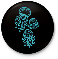 printfashion Medúza - Kitűző, hűtőmágnes - Fekete (3474452)