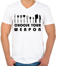 printfashion Choose your weapon - Férfi V-nyakú póló - Fehér (7551554)