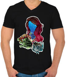 printfashion ariel - Férfi V-nyakú póló - Fekete (13512975)