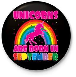 printfashion Az unikornisok szeptemberbe születtek - Kitűző, hűtőmágnes - Fekete (3094959)
