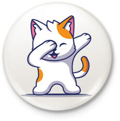 printfashion Dab Cat - Kitűző, hűtőmágnes - Fehér (6609585)