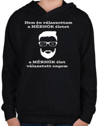 printfashion fehér mérnök választott - Gyerek kapucnis pulóver - Fekete (1802912)