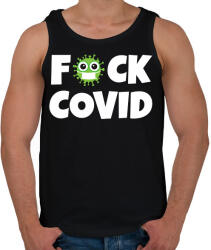 printfashion FUCK COVID 2 - Férfi atléta - Fekete (10441061)