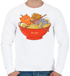 printfashion Cica ramen - Férfi pulóver - Fehér (16017234)