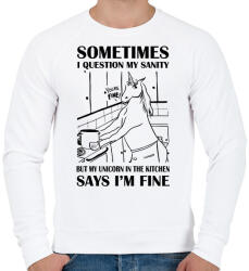 printfashion Az unikornis a konyhában - Férfi pulóver - Fehér (13761999)