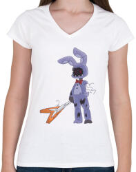 printfashion withered bonnie - Női V-nyakú póló - Fehér (15147269)