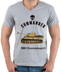 printfashion tiger1 - Férfi V-nyakú póló - Sport szürke (1323600)
