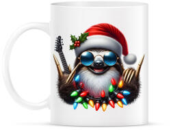 printfashion Vicces karácsonyi gitáros rocker party lajhár - Bögre - Fehér (15247009)