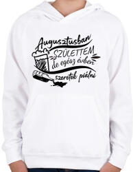 printfashion Egész évben szeretek piálni - Augusztus - Gyerek kapucnis pulóver - Fehér (2797043)