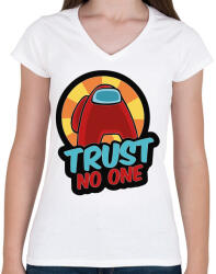 printfashion Among us trust no one - Női V-nyakú póló - Fehér (4188902)