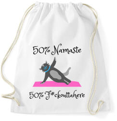 printfashion 50% NAMASTE 50% F#CK OUTTA HERE - Sportzsák, Tornazsák - Fehér (2466937)