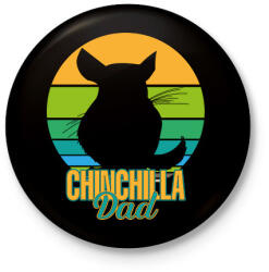 printfashion Csincsilla apa - Kitűző, hűtőmágnes - Fekete (10958450)