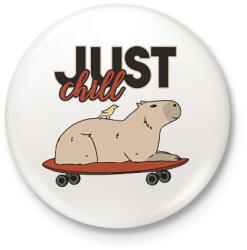 printfashion Just chill - Capybara - Kitűző, hűtőmágnes - Fehér (12750047)