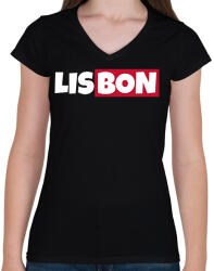 printfashion LISBON - Női V-nyakú póló - Fekete (10841274)