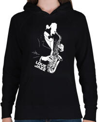 printfashion Love Jazz - Női kapucnis pulóver - Fekete (1599842)
