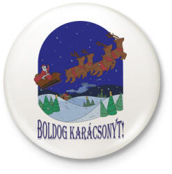 printfashion Karácsony - Télapó szánon - Kitűző, hűtőmágnes - Fehér (5647827)