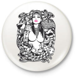 printfashion Rocker fantasy tattoo art - Kitűző, hűtőmágnes - Fehér (4667696)