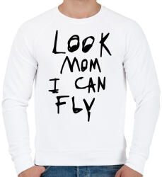 printfashion Look mom, i can fly! - Férfi pulóver - Fehér (15994979)
