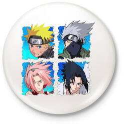 printfashion Naruto 4 karakter - Kitűző, hűtőmágnes - Fehér (4772388)