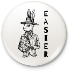printfashion Easter - Elegáns nyúl - Kitűző, hűtőmágnes - Fehér (6335362)