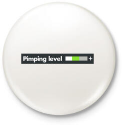 printfashion PIMPING LEVEL - Kitűző, hűtőmágnes - Fehér (3082109)