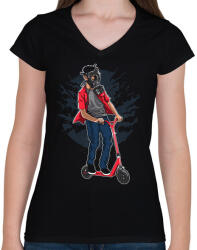 printfashion Rolleres gázmaszkban - Női V-nyakú póló - Fekete (1204272)