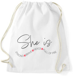 printfashion Ez a nő erős, bátor, vad, tüzes - Sportzsák, Tornazsák - Fehér (12753593)