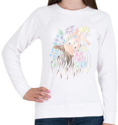 printfashion Hölgy virágokkal - Női pulóver - Fehér (14661743)