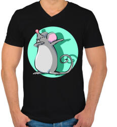 printfashion Dabbing egér - Férfi V-nyakú póló - Fekete (1223974)