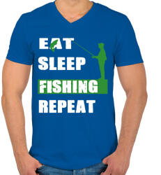 printfashion Fishing soul - Férfi V-nyakú póló - Királykék (2460534)