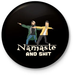 printfashion namastee and shit - Kitűző, hűtőmágnes - Fekete (3100449)