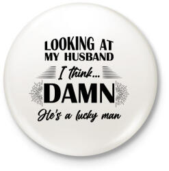 printfashion Lucky husband - Kitűző, hűtőmágnes - Fehér (7801741)