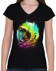 printfashion A galaxis vándora - Női V-nyakú póló - Fekete (318858)