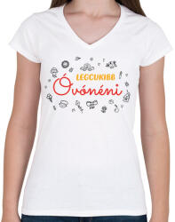 printfashion Legcukibb Óvónéni - Női V-nyakú póló - Fehér (13752618)