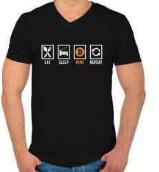printfashion BITCOIN 4 EVER 83 - Férfi V-nyakú póló - Fekete (6211010)