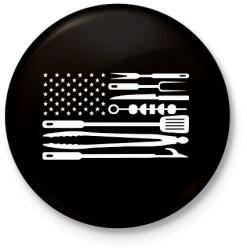 printfashion Amerikai életmód grill zászló - Kitűző, hűtőmágnes - Fekete (11120250)