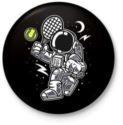 printfashion Tenisz a holdon - Kitűző, hűtőmágnes - Fekete (3102656)