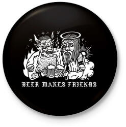 printfashion Drink beer for friends - Kitűző, hűtőmágnes - Fekete (3101789)