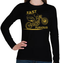 printfashion Dühös motoros - Női hosszú ujjú póló - Fekete (112454)