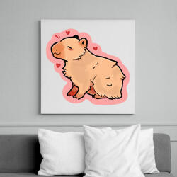 printfashion Szívecskés Capybara - Vászonkép - Fehér (13856031)