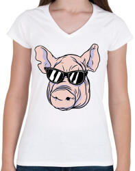 printfashion Malac - Női V-nyakú póló - Fehér (7526747)