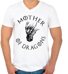 printfashion Mother of dragons - Férfi V-nyakú póló - Fehér (1321125)