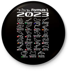 printfashion Formula 1 versenynaptár 2023 - Kitűző, hűtőmágnes - Fekete (11781023)