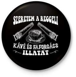 printfashion Kávé és faforgács - Kitűző, hűtőmágnes - Fekete (9902094)