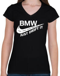 printfashion Just drift it - Női V-nyakú póló - Fekete (1228509)