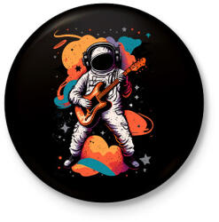 printfashion Űrhajós gitárral - Kitűző, hűtőmágnes - Fekete (12753436)