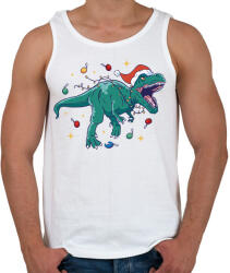 printfashion Karácsonyi dínó - Férfi atléta - Fehér (11428755)