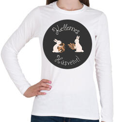 printfashion Kellemes Húsvétot - Aranyozott nyuszikkal - Női hosszú ujjú póló - Fehér (6333550)